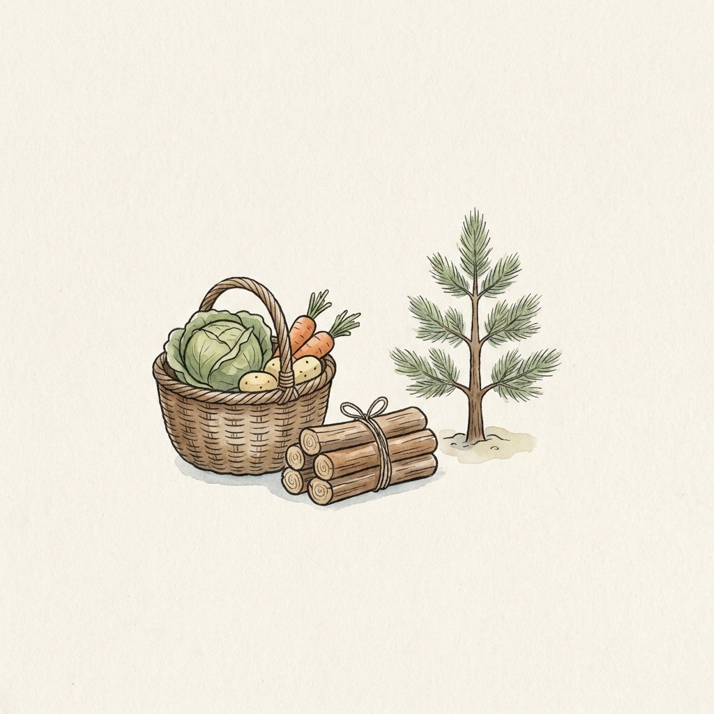 農産物や森林、農業をイメージしたイラスト